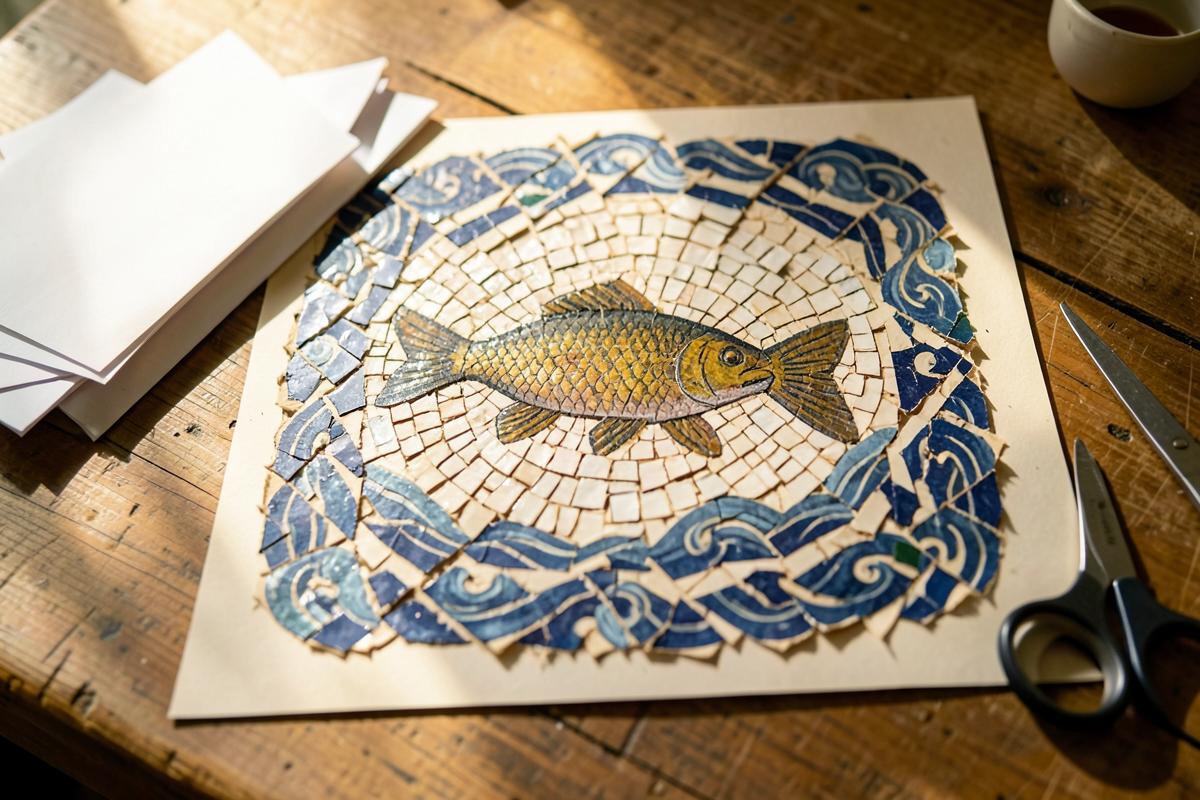 Roman mosaic from paper squares