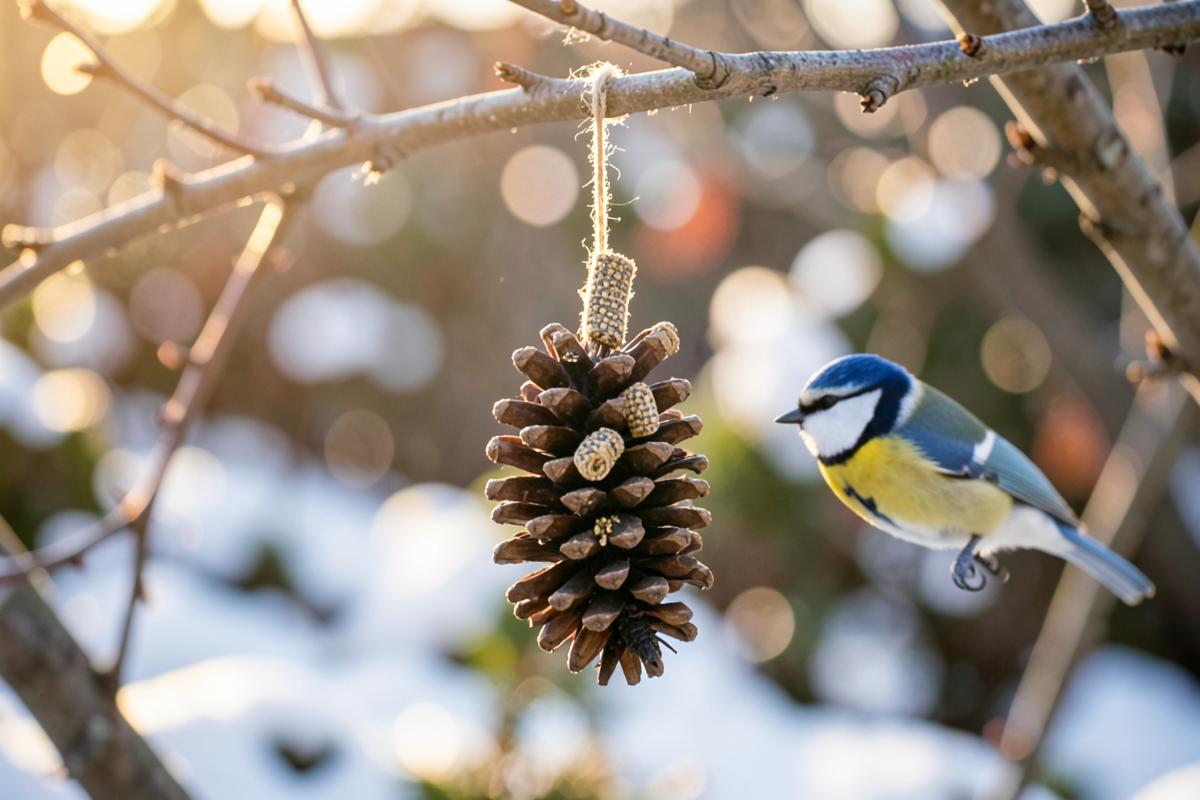 Pine cone bird cafe
